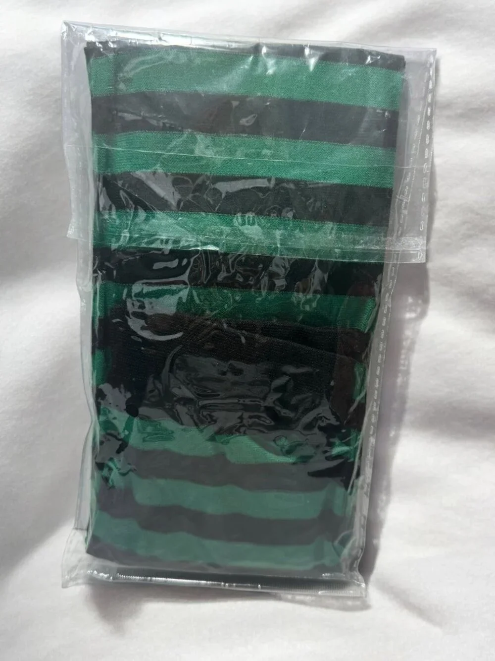 Striped Green & Black Over-The-Knee Socks Stretchy & Comfortable